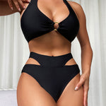 Halter Neck Bikini Sets Swimsuit Color High Waist Thong Swimwear