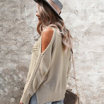 Nadorine Cable Knit Cold Shoulder Sweaters