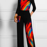 Long Sleeves Printed Mock Neck T-Shirts Tops