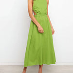 O Neck Backless Solid Color Split Maxi Party Dress Length Casual Dresses