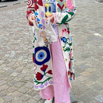 Fashion Fruit Print Long Coat Cherry Trench Coat