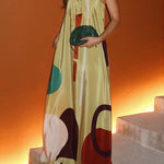 Loose Sleeveless Elasticity Printed Split-Joint Tube Evening Dresses Maxi Dresses