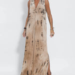 Elegant Tie-dye Sleeveless Maxi Dress
