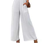 Simple Wide Leg Loose Elasticity Casual Pants Bottoms
