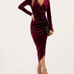 Sexy V-neck Irregular Mid-length Party Dress