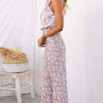 Sleeveless Halter Neck Printed Satin Dress