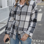 Flannel Shirt Long Sleeve Button Up Ladies Plaid Jackets