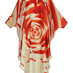 Half Sleeves Loose Flower Print Tied Round-Neck Midi Dresses