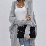 Nadorine Women's Batwing Sleeve Split Hem Open Front Cardigan