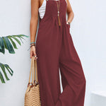 Solid color casual suspenders overalls