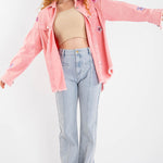 Long Sleeve star sequin shirt Button Down Basic Denim Jacket With Pockets