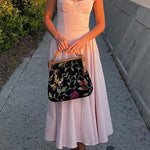 Margovil Spaghetti Strap Pocketed Corset Swing Midi Dress
