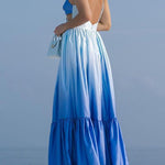 Margovil Backless Cut Out Gradient Tie Dye Ruffle Maxi Cami Dress
