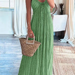 Margovil Halter Backless Tie Knot Printed Maxi Vacation Dress