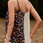 Khaki Leopard Contrast Spaghetti Strap Flowy Top