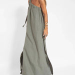 Sleeveless Asymmetrical Off-Shoulder Slit Dress