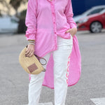 Pink Asymmetric Long Sleeve Shirt