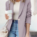 Single Breasted Button Down Office Work Wear Solid Blazer Jacket