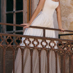 Wide Straps Corset Solid Color Gowns Maxi Dresses-White