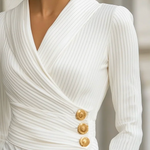 Long Sleeves Buttoned Striped V-Neck T-Shirts Tops
