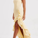 Sexy Off-shoulder Slim Fit Irregular Hem Maxi Dress