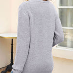 Nadorine Casual Heart Round Neck Pullovers Long Sleeve Sweaters
