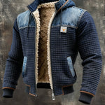 Clarisa | Navy Quilted Jacket Featuring Denim Accents