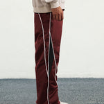 KZZ Men's Letter Patchwork Side Stripe Drawstring Waist Pants
