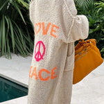 Margovil Open Front Love and Peace Pattern Long Sweater Cardigan(in 5 Colors)
