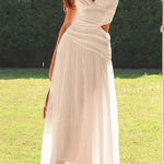 Margovil V Neck Sleeveless Cut Out Swing Maxi Dress