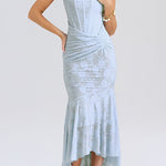 Margovil Sleeveless Ruched Waist Ruffle Hem Jacquard Maxi Dress