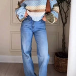 Casual Comfortable Striped Crewneck Sweater