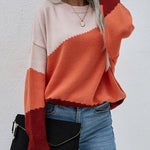 Drop Shoulders Color Block Sweater