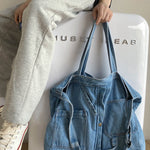Casual Denim Split-Joint Solid Color Bags Accessories