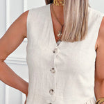 Linen Blend Tailored Stylish Versatile Tank Top