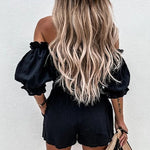 Summer Off Shoulder Tops Shorts Two-piece Set