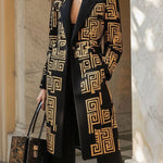 Long Sleeves Loose Buttoned Contrast Color Pockets Notched Collar Woolen Coat