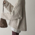 Solid Color Oversized Pocket Front Sweater