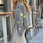 Fluorescent Stars Knitted Bomber Jacket