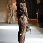 【24-hour shipping out】Casual Loose Vintage Velvet Leopard Print Zipper Hooded Jumpsuit