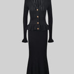 Ruffled Jacket & Flared Skirt Knit Matching Set