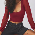 Puff Sleeve Scoop Neck T-Shirt