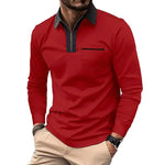 KZZ Men's long-sleeved polo shirt for spring and autumn