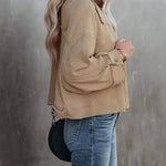 Women's Waffle Cardigan Short Top Jacket