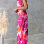 Backless Lace-up Floral Print Bodycon Maxi Cami Dress