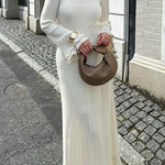 Margovil Bell Sleeves Back Lace-up Ruffle Trim Maxi Dress