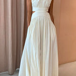 Margovil Mockneck Cut Out Waist Maxi Swing Dress