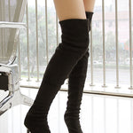 Women's suede solid color high boots