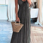 Margovil Halter Backless Tie Knot Printed Maxi Vacation Dress