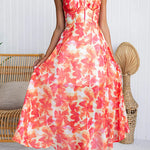Sunset Watercolor Tie Back Slit Maxi Cami Dress